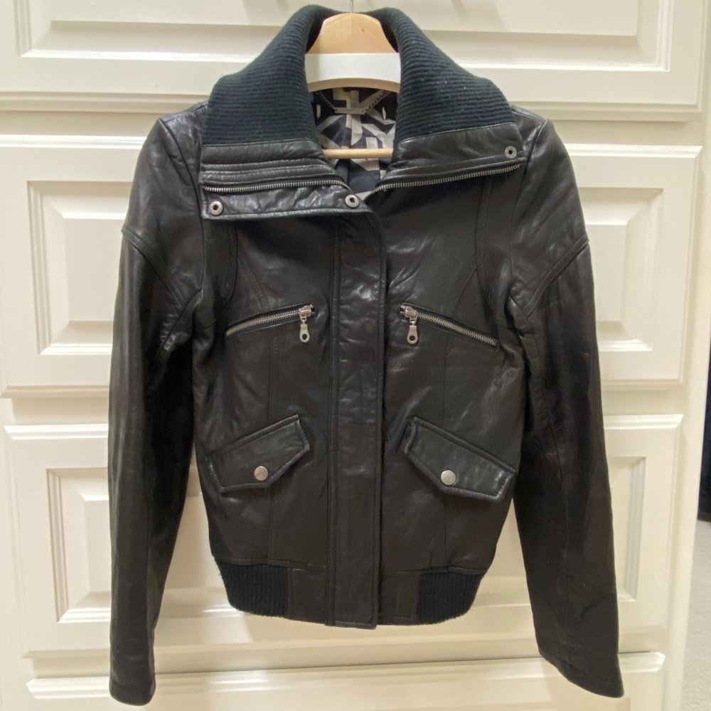 Authentic Dkny Black Leather Jacket - image 1
